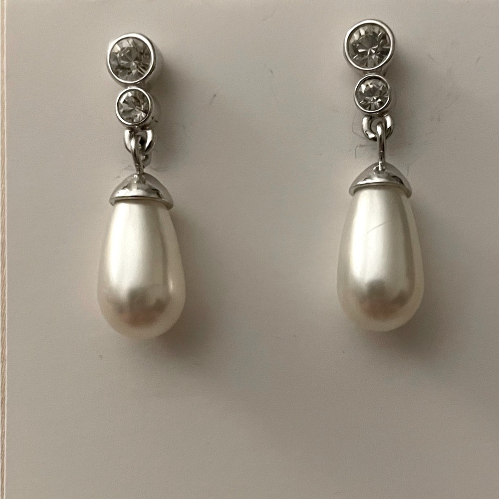 Swarovski drop earrings crystal and pearl